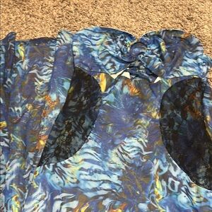 Blue Ruffled Asymmetrical Maxi Dress